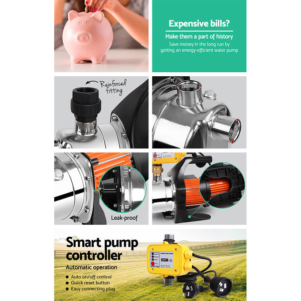 Giantz 800W High Pressure Garden Water Pump With Auto Controller Water Pumps & Pressure Tanks