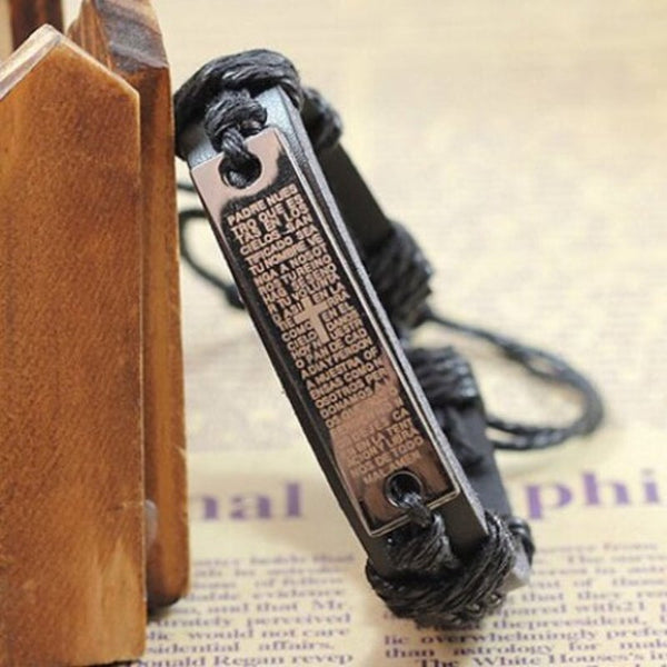 Veile Studios Punk Cross Scripture Bracelet Black Bracelets