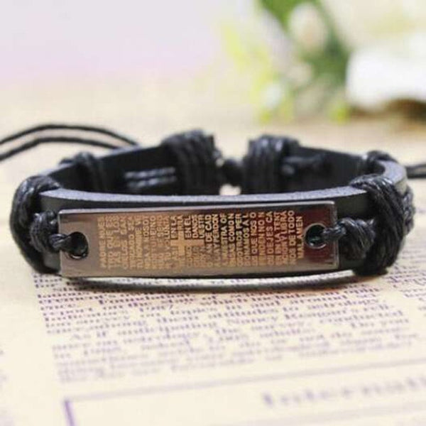 Veile Studios Punk Cross Scripture Bracelet Black Bracelets