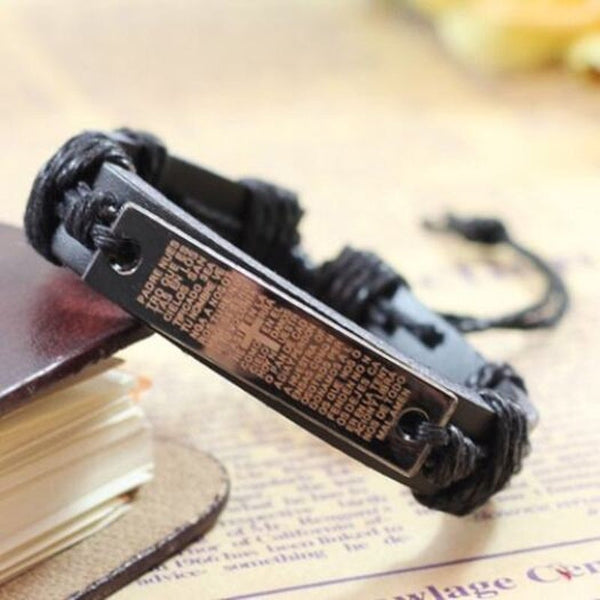 Veile Studios Punk Cross Scripture Bracelet Black Bracelets