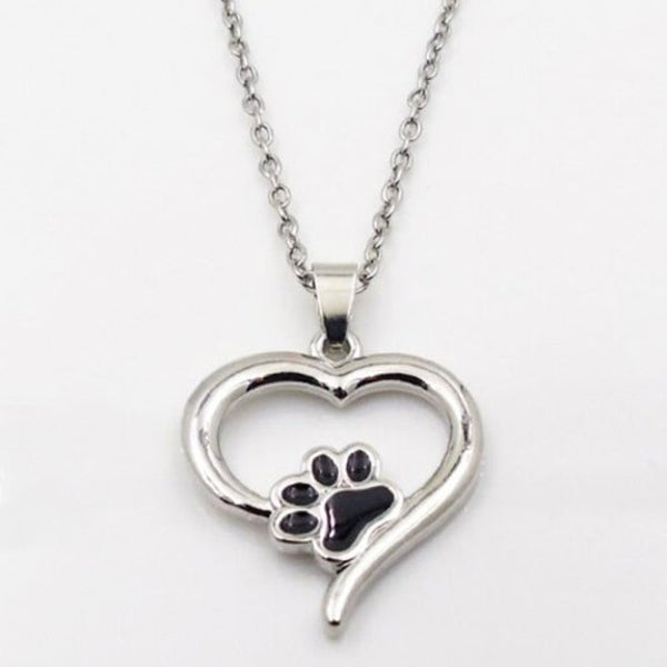 Veile Studios Puppy Kitty Paw Heart Pendant Necklace Silver Necklaces & Pendants
