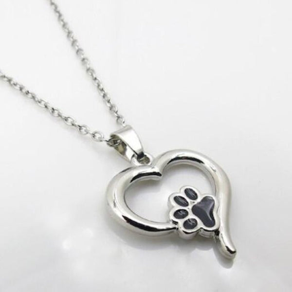 Veile Studios Puppy Kitty Paw Heart Pendant Necklace Silver Necklaces & Pendants