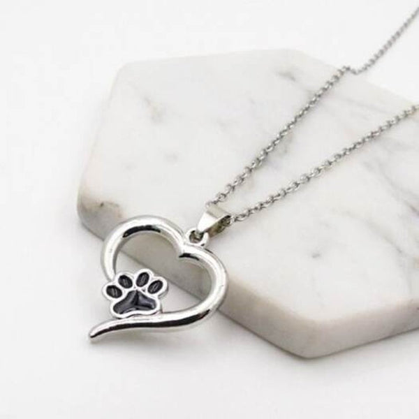 Veile Studios Puppy Kitty Paw Heart Pendant Necklace Silver Necklaces & Pendants
