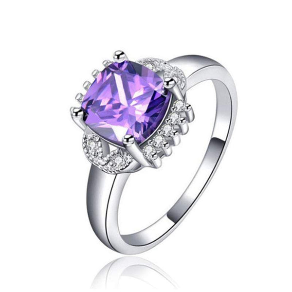 Veile Studios Purple Zircon Silver Plated Cubic Rings