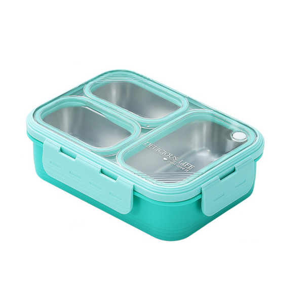Purple 3 Compartment Stainless Steel Bento Lunch Box Leak Proof For Kids & Adults School Office Lunchboxes & Bags
