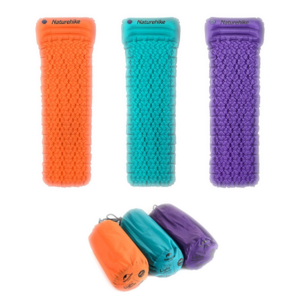 Orange Naturehike Outdoor Inflatable Cushion Sleeping Camping Mat Bag With Pillow Sleeping Mats