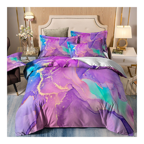 Marble Comforter Set King Size Quilted Soft Microfiber Bedding For All Seasons Comforter Sets Queen