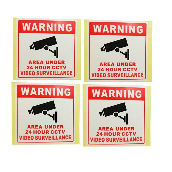 Pvc Cctv Video Surveillance Security Camera Alarm Sticker Redu0026black Security Signs & Decals