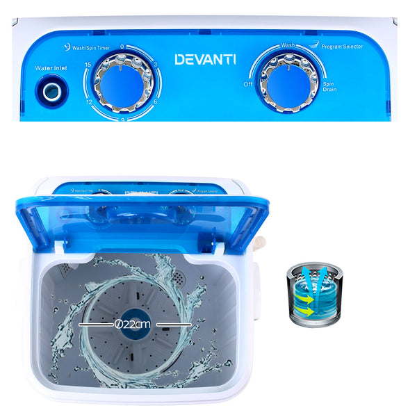 Devanti 4.6Kg Mini Portable Washing Machine Washing Machines