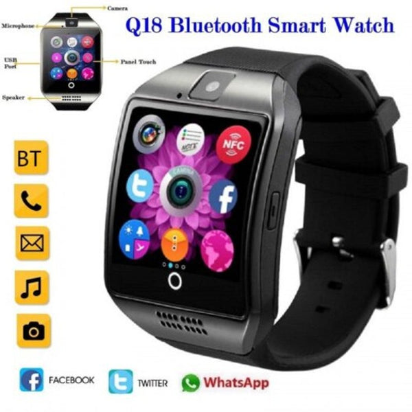 Q18 Bluetooth Smart Watch Men Wrist Watches Touch Screen Big Battery Support Tf Sim Card Smartwatch Black Smart Watches