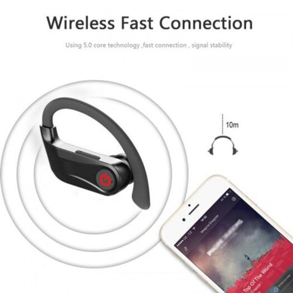 Q62 Bluetooth Earphone Ultra Long Wireless Headset Waterproof Stereo Hands Free Black Earbuds