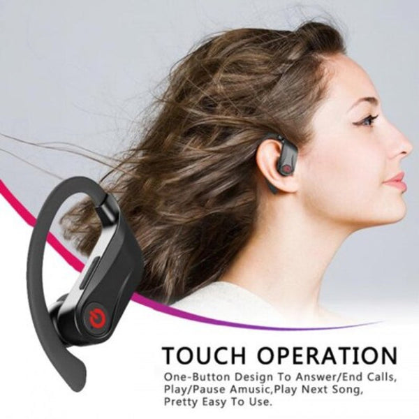 Q62 Bluetooth Earphone Ultra Long Wireless Headset Waterproof Stereo Hands Free Black Earbuds