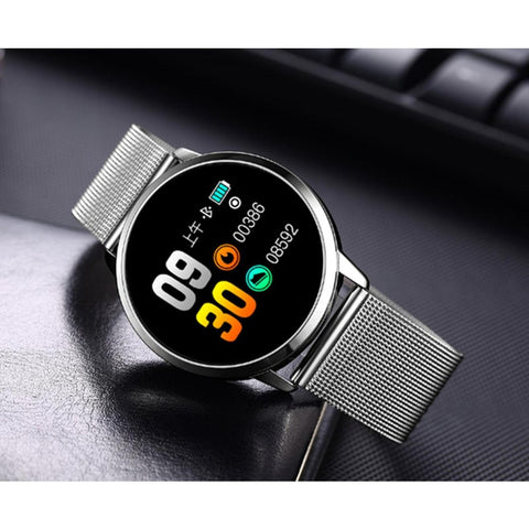 Q8 Smart Watch For Monitoring Heart Rate Blood Pressure Silver Steel Smart Watches