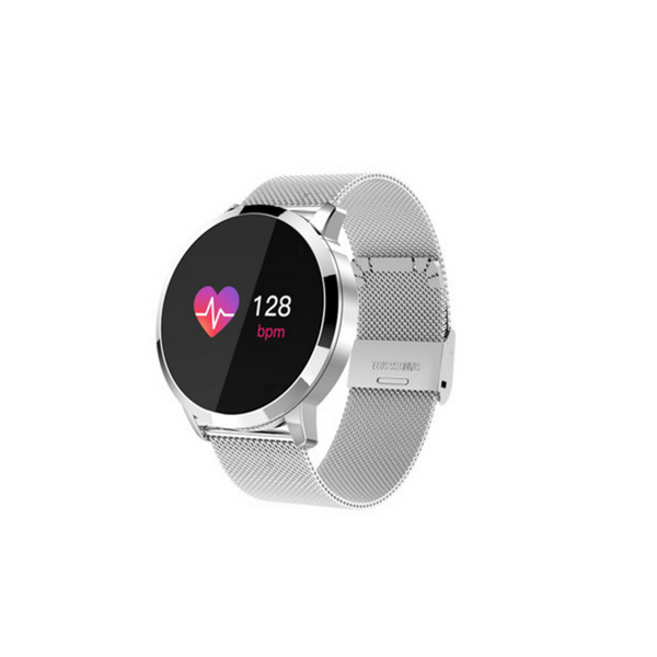 Q8 Smart Watch For Monitoring Heart Rate Blood Pressure Silver Steel Smart Watches