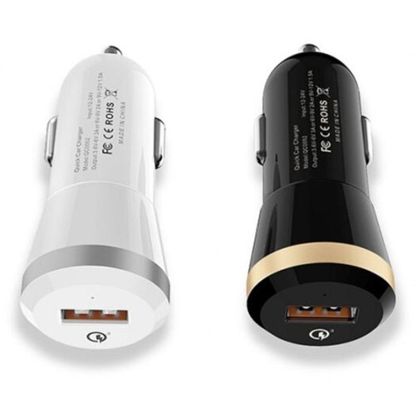 Qc3.0 9V 2A Car Usb Charger Black Gray Circle Chargers & Cradles