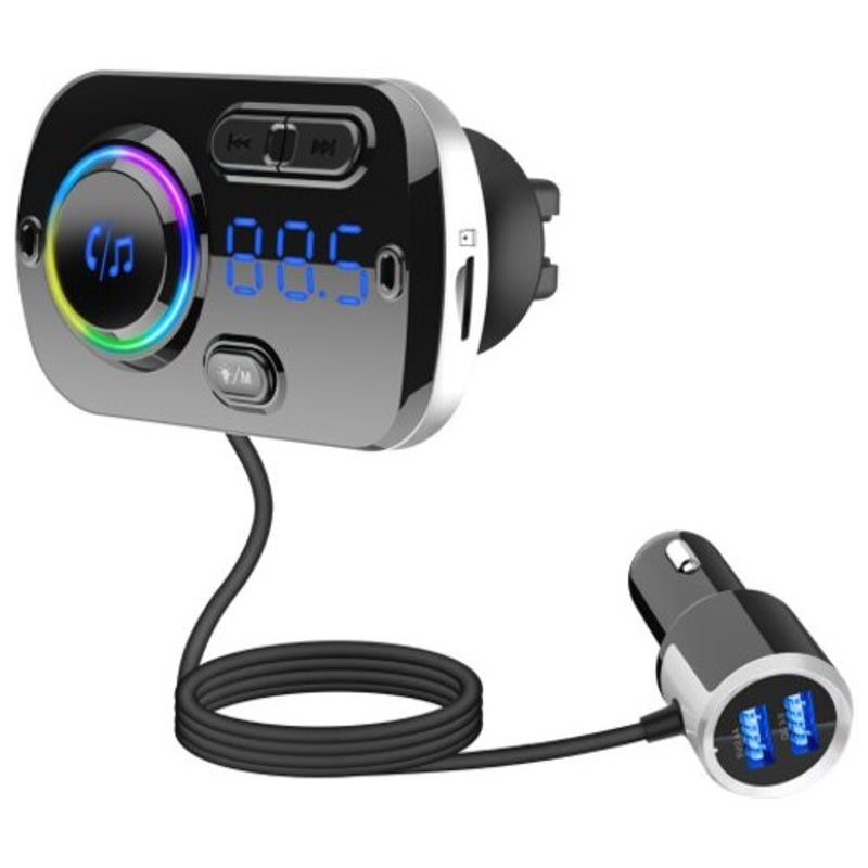 Qc3.0 Fast Charge Car Fm Bluetooth Mp3 Player Handsfree Rgb Led Dual Usb Charger Transmitters