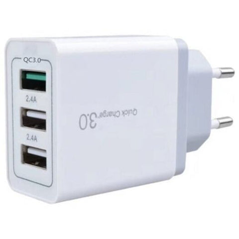 Qc3.0 Power Adapter 3Usb Mobile Phone Fast Charge Charger White