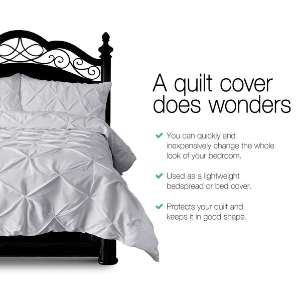 Giselle Quilt Cover Set Diamond Pinch Grey - Queen