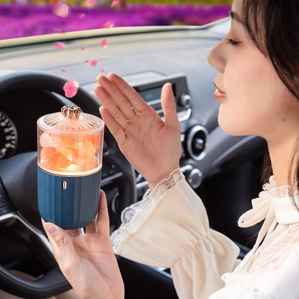 Lamps Luxury Himalayan Salt Lamp White Vase Aromatherapy Wireless Rechargeable Table