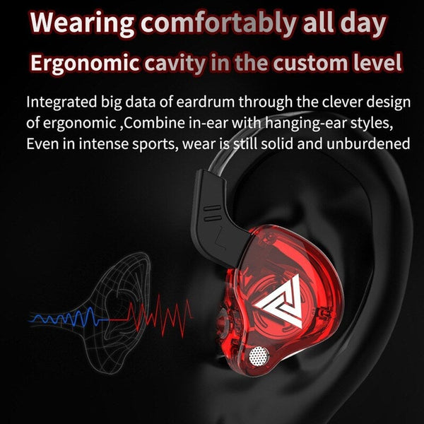 Ak6 Universal 3.5Mm Hifi Sport Headphones In Ear Earphone For Running With Microphone Headset Music Earbuds Red Headsets & Earpieces