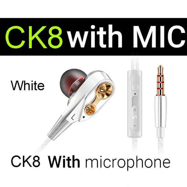 Ck8 3.5Mm Wired In Ear Headphone With Microphone White Wired Earphones