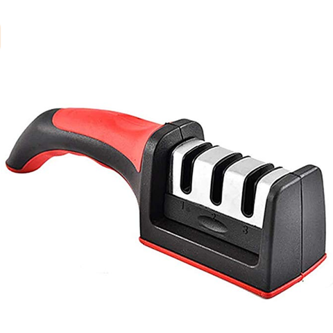 Quick Sharpener Professional 3 Stages Knife Grinder Non Slip Silicone Rubber Kitchen Tools Red Sharpeners