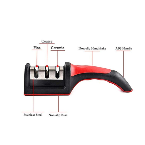 Sharpeners Quick Sharpener Professional 3 Stages Knife Grinder Non Slip Silicone Rubber Kitchen Tools Red