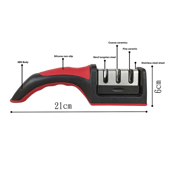 Sharpeners Quick Sharpener Professional 3 Stages Knife Grinder Non Slip Silicone Rubber Kitchen Tools Red