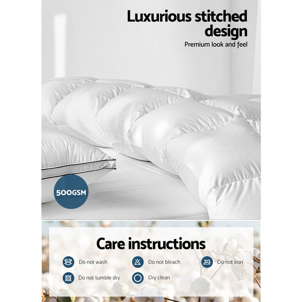 Giselle Duck Down Feather Quilt 500Gsm Super King Super King Doonas