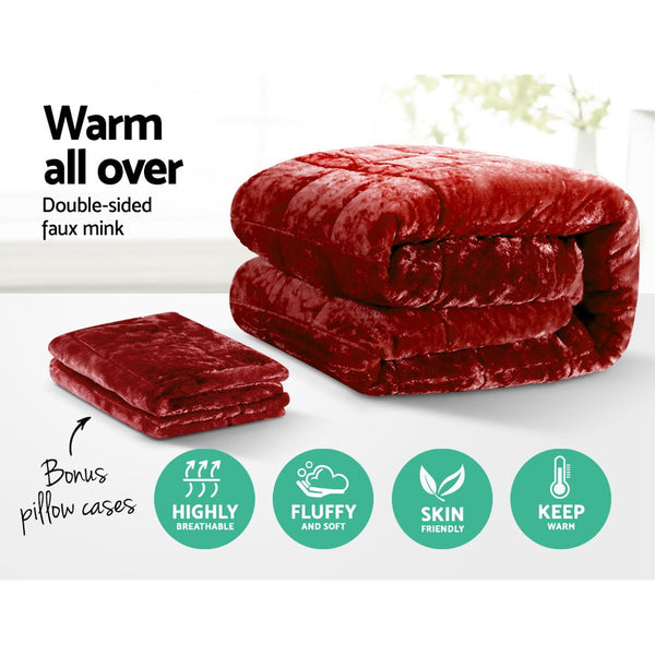 Giselle Faux Mink Quilt Super King Burgundy Super King Doonas