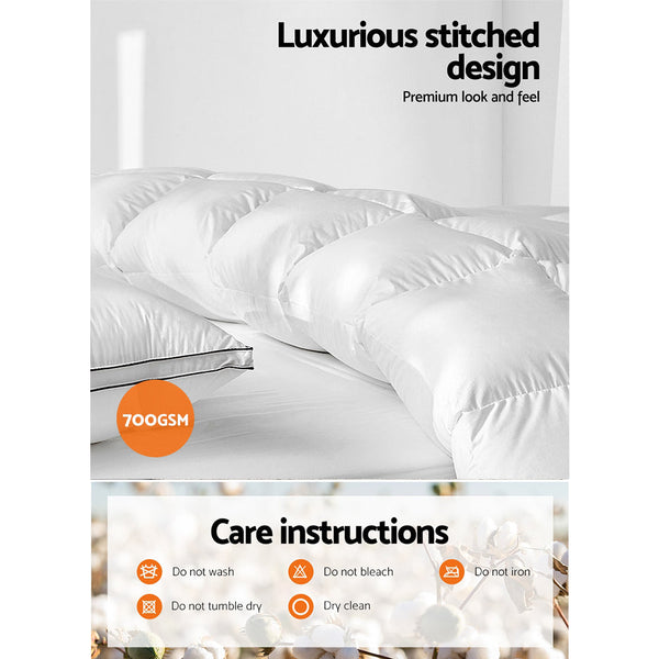 Giselle King Size 700Gsm Goose Down Feather Quilt King Doonas