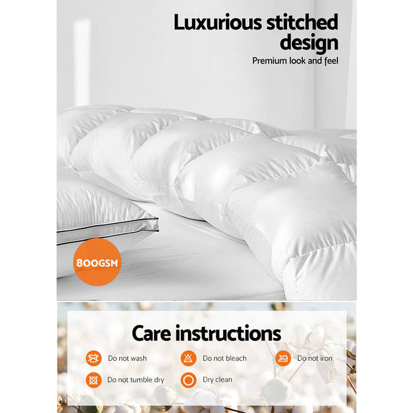 Giselle Bedding Queen Size 800Gsm Goose Down Feather Quilt Queen Doonas