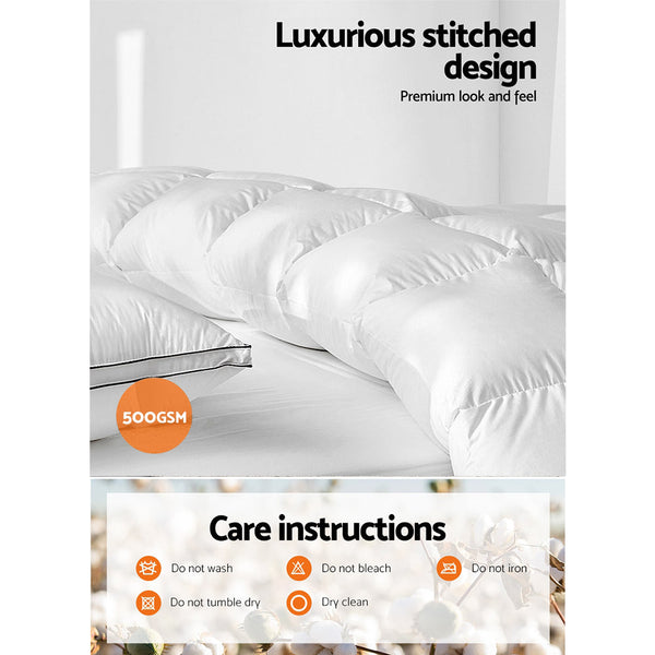 Giselle Super King 500Gsm Goose Down Feather Quilt Super King Doonas