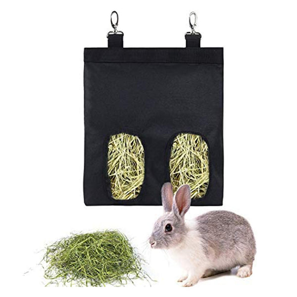 Rabbit Hay Feeder Bunny Bag Rabbits Fabric Hanging Pet Cage Hooks Easy Hay Nets & Bags
