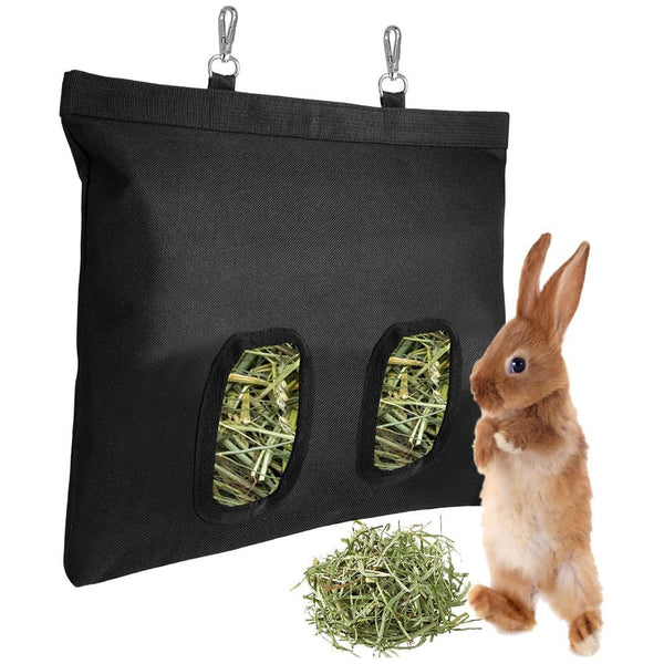 Rabbit Hay Feeder Bunny Bag Rabbits Fabric Hanging Pet Cage Hooks Easy Hay Nets & Bags