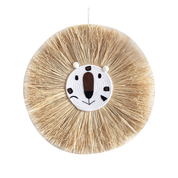 Raffia Animal Face Wall Hanging Children Bedroom Decorations Posters & Wall Hangings
