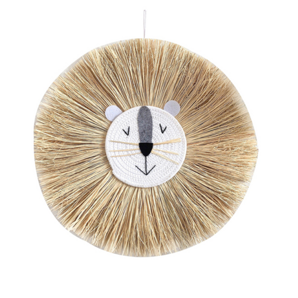 Raffia Animal Face Wall Hanging Children Bedroom Decorations Posters & Wall Hangings