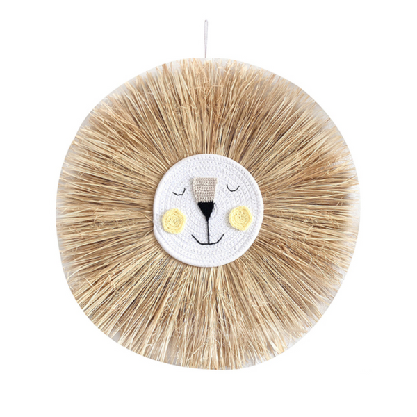 Raffia Animal Face Wall Hanging Children Bedroom Decorations Posters & Wall Hangings