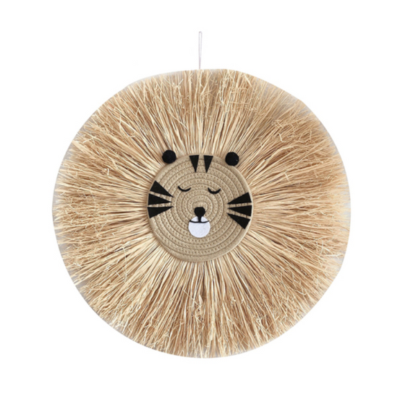 Raffia Animal Face Wall Hanging Children Bedroom Decorations Posters & Wall Hangings