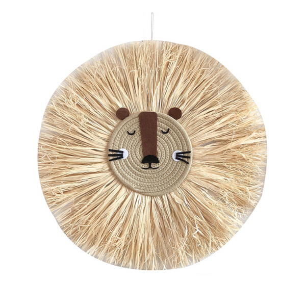 Raffia Animal Face Wall Hanging Children Bedroom Decorations Posters & Wall Hangings