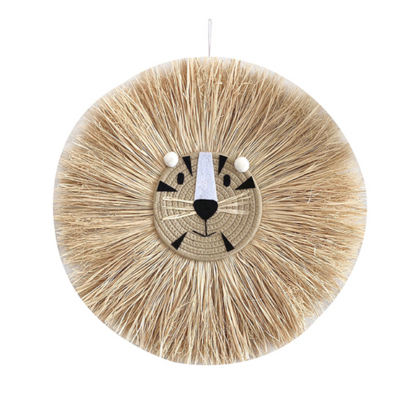 Raffia Animal Face Wall Hanging Children Bedroom Decorations Posters & Wall Hangings