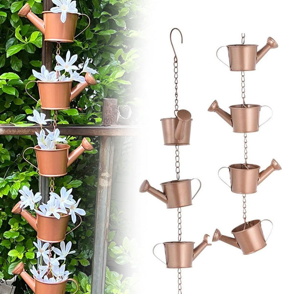 Rain Chain Decorative Watering Can Bucket Shaped Plant Pot Outdoor Garden Planters & Vases
