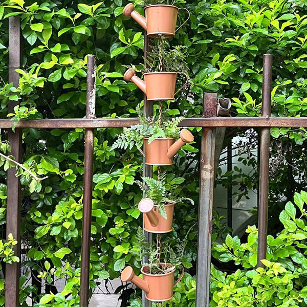 Rain Chain Decorative Watering Can Bucket Shaped Plant Pot Outdoor Garden
