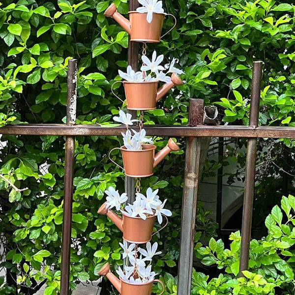 Rain Chain Decorative Watering Can Bucket Shaped Plant Pot Outdoor Garden Planters & Vases