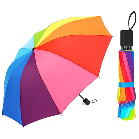 Rainbow Fold Umbrella For Adults And Children Creative Three Folding Design Gloves & Mittens