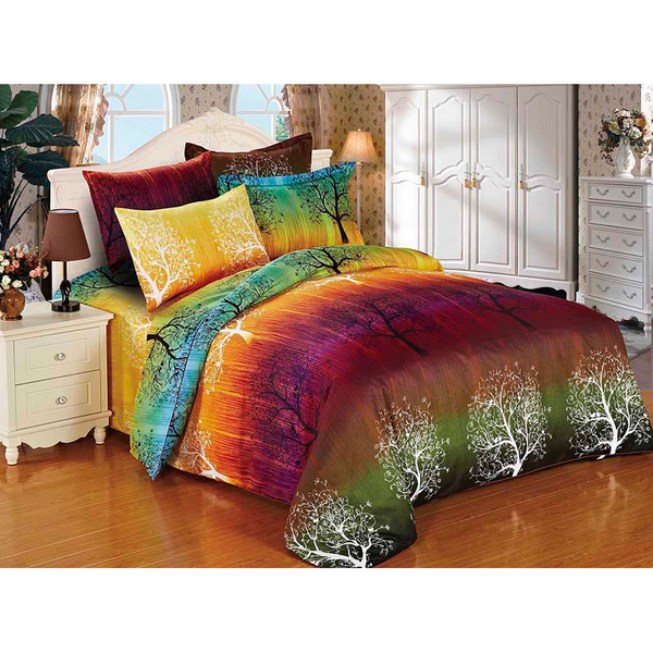 Fabric Fantastic Rainbow Tree Single Size Quilt/Duvet Cover Set Quilt Covers