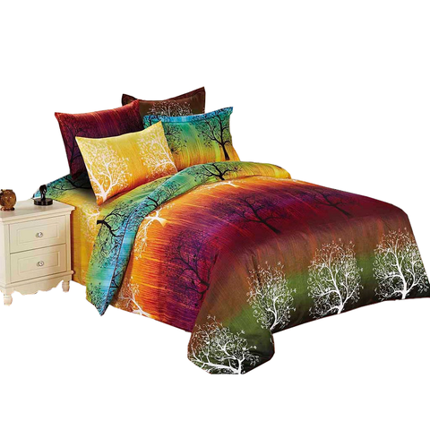 Fabric Fantastic Rainbow Tree Super King Size Bed Quilt/Duvet Cover Set Quilt Covers