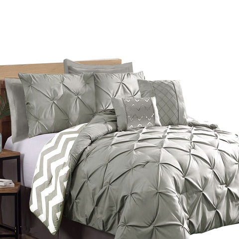 Ramesses 7 Piece Pinch Pleat Comforter Set Silver King King Comforter Sets