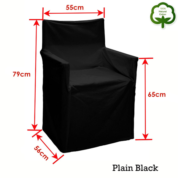 Rans Alfresco 100% Cotton Director Chair Cover Plain Black Chair Covers