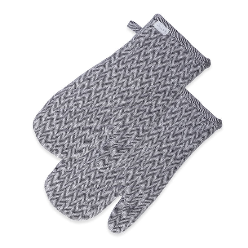 Rans Herringbone Black Cotton Set Of 2 Oven Gloves Oven Mitts & Potholders